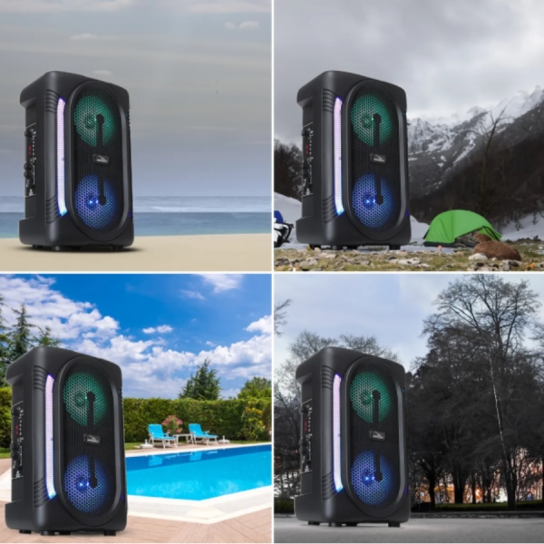 Caixa de Som 6.5 Polegadas Dupla Eletrônica Som Sem Fio para Festas com Microfone Sem Fio para Karaokê - KTS-1329