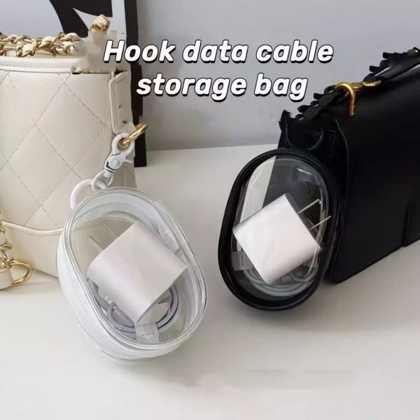 Mini Bolsa Portátil com Zíper Transparente e Estojo para Carregador, Fone de Ouvido e Acessório de Viagem