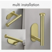 Porta Papel Higienico Premium Adesivo 3m De Parede Inox Dourado