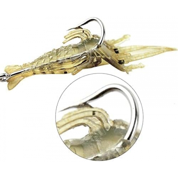 Kit 10 Isca Artificial Camarão Silicone Aromatizada Anzol Pesca