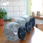 Kit 4 Potes de Vidro para Condimentos 180ml com Tampa Preta porta temperos