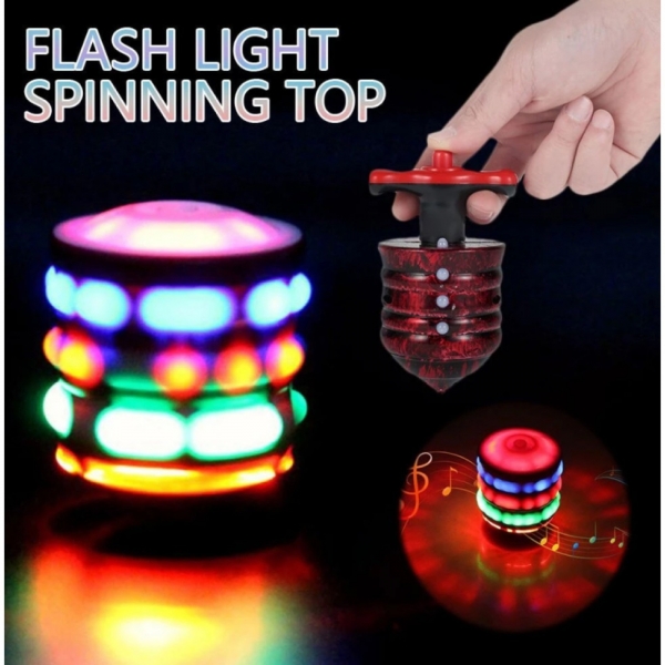 Pião Musical Luminoso Com Lançador Automatico Piao Com Luz