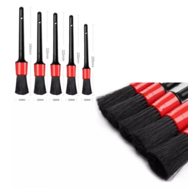 Kit 5 Pincéis Lavagem Detalhamento Automotivo Cerdas Firmes 4.0