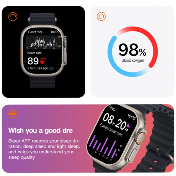 Relógio T800 Ultra Smart Watch Série 8 Monitor De Temperatura Corporal Bluetooth