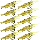 Kit 10 Isca Artificial Camarão Silicone Aromatizada Anzol Pesca