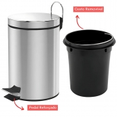 Lixeira Aço Inox Cesto 5 Litros Com Pedal Balde Lixo Removível