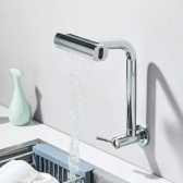Torneira De Cozinha Cascata 360 Rotação 4 Funções Bocal De Alta Pressão Misturadora De Pia Para Cozinha Na Parede