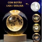 Luminária Lua Bola De Cristal Abajur Mesa Quarto