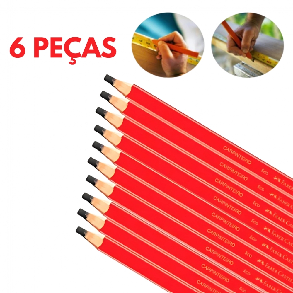 Kit 6 Lápis Carpinteiro Profissional Marceneiro Pedreiro