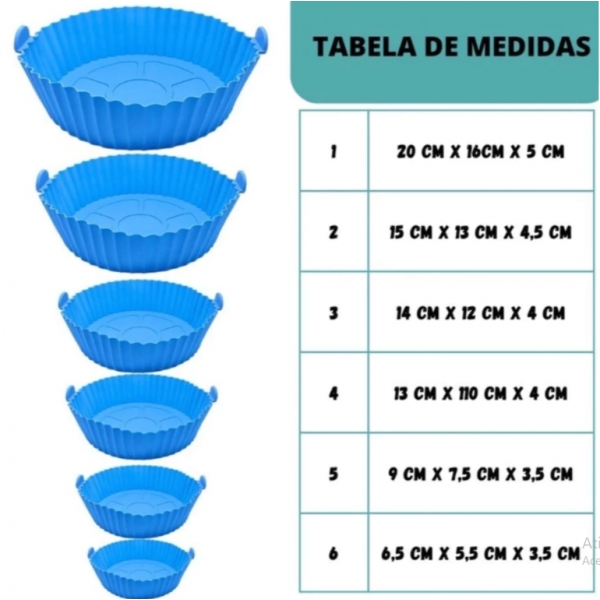 Kit 6 Formas Airfryer Tamanhos Variados Silicone Antiaderente Microondas Lavável Com Alça envio aleatorio