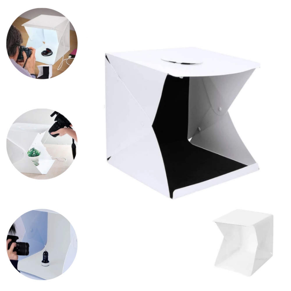 Mini Estúdio Fotográfico com Luz LED USB Portátil Para Foto de Produto Fundo Branco e Preto Incluso - envio imediato