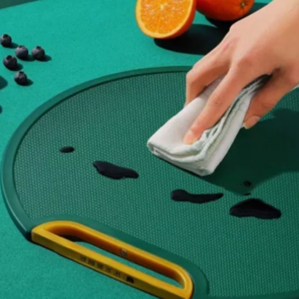 Tábua Cozinha de Corte Antiderrapante Anti-mofo Redonda 34x32cm Suporte Corte carne legumes e frutas