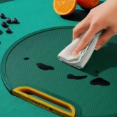 Tábua Cozinha de Corte Antiderrapante Anti-mofo Redonda 34x32cm Suporte Corte carne legumes e frutas