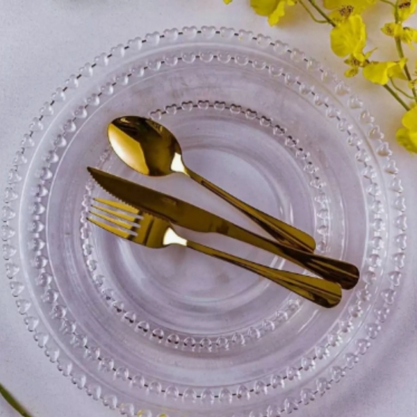 Faqueiro Dourado Inox 24 Talheres Colher Garfo Faca Luxo