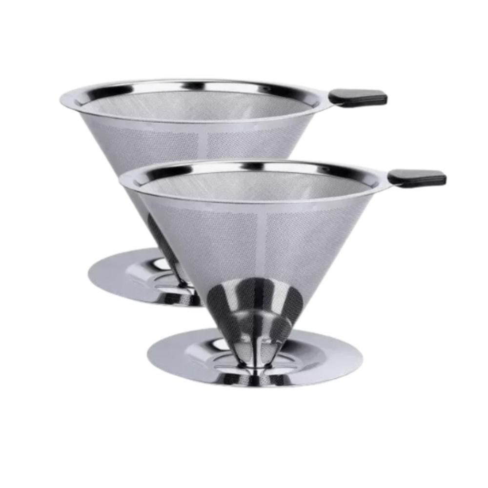 2 Filtro Coador De Café Inox - Peneira Aço Reutilizável