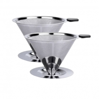2 Filtro Coador De Café Inox - Peneira Aço Reutilizável