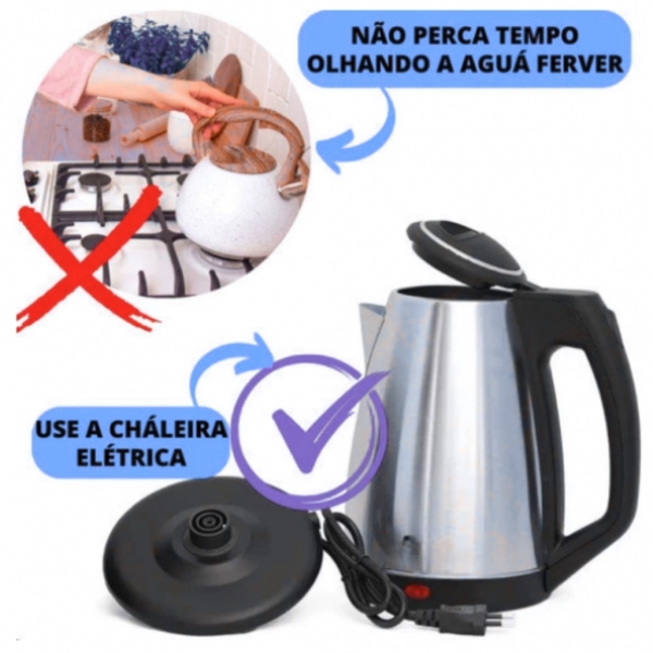 Jarra eletrica 220v inox chaleira eletrica alta tecnogia