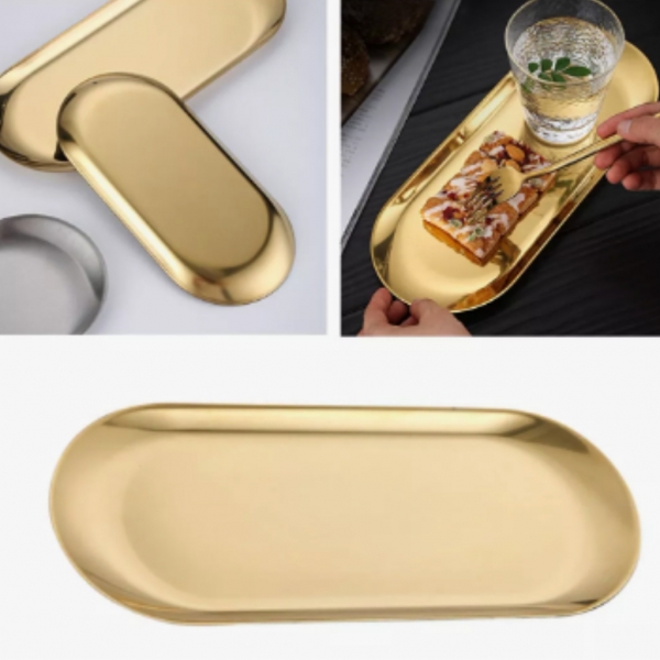 Bandeja Dourada Auxiliar Alimento Estética Micropigmentação