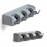 Suporte Vassoura De Parede Multiuso Para Pendurar Rodo Chave Até 3 Cabos e 4 Ganchos