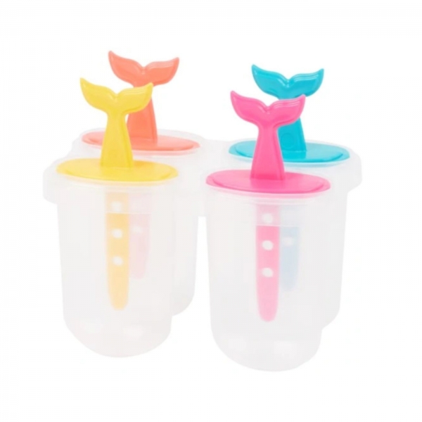 Forma De Picolé Sereia Baleia Silicone Kit 4 Moldes Reutilizavel