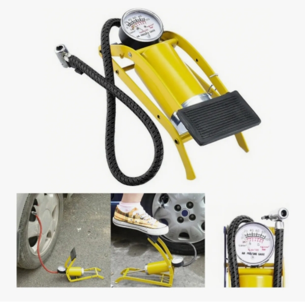 Bomba De Ar Com Pedal e Manômetro