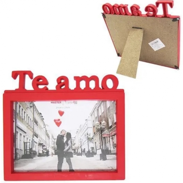 Porta Retrato TE AMO 10x15 cm Vermelho para Presente de Dia dos Namorados Casamento Esposa Mãe