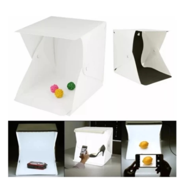 Mini Estúdio Fotográfico com Luz LED USB Portátil Para Foto de Produto Fundo Branco e Preto Incluso - envio imediato