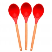 Colher Cabo De Madeira Silicone 32 Cm Reforçada
