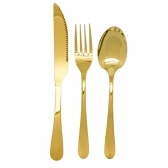 Faqueiro Dourado Inox 24 Talheres Colher Garfo Faca Luxo