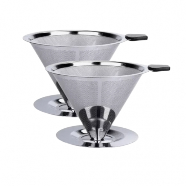 2 Filtro Coador De Café Inox - Peneira Aço Reutilizável