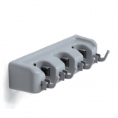 Suporte Vassoura De Parede Multiuso Para Pendurar Rodo Chave Até 3 Cabos e 4 Ganchos