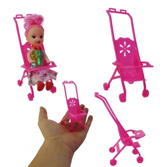 Kit Mini Boneca Com Carrinho Passeio Brinquedo Infantil Menina