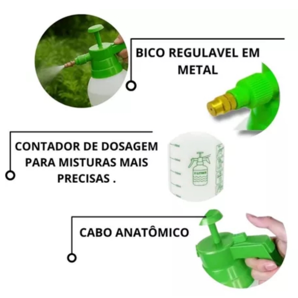 Pulverizador Borrifador Compressão Para Jardinagem Limpeza Vidro Automotivo Spray Manual Multiuso 2L