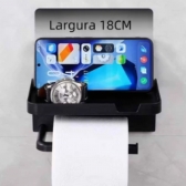 Suporte Papel Higiênico Premium Apoio Para Celular de Banheiro