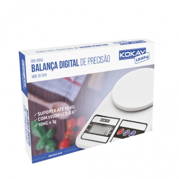 Balança De Cozinha Digital - Até 10kg- Com Pilha.