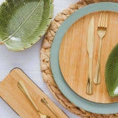 Faqueiro Dourado Inox 24 Talheres Colher Garfo Faca Luxo