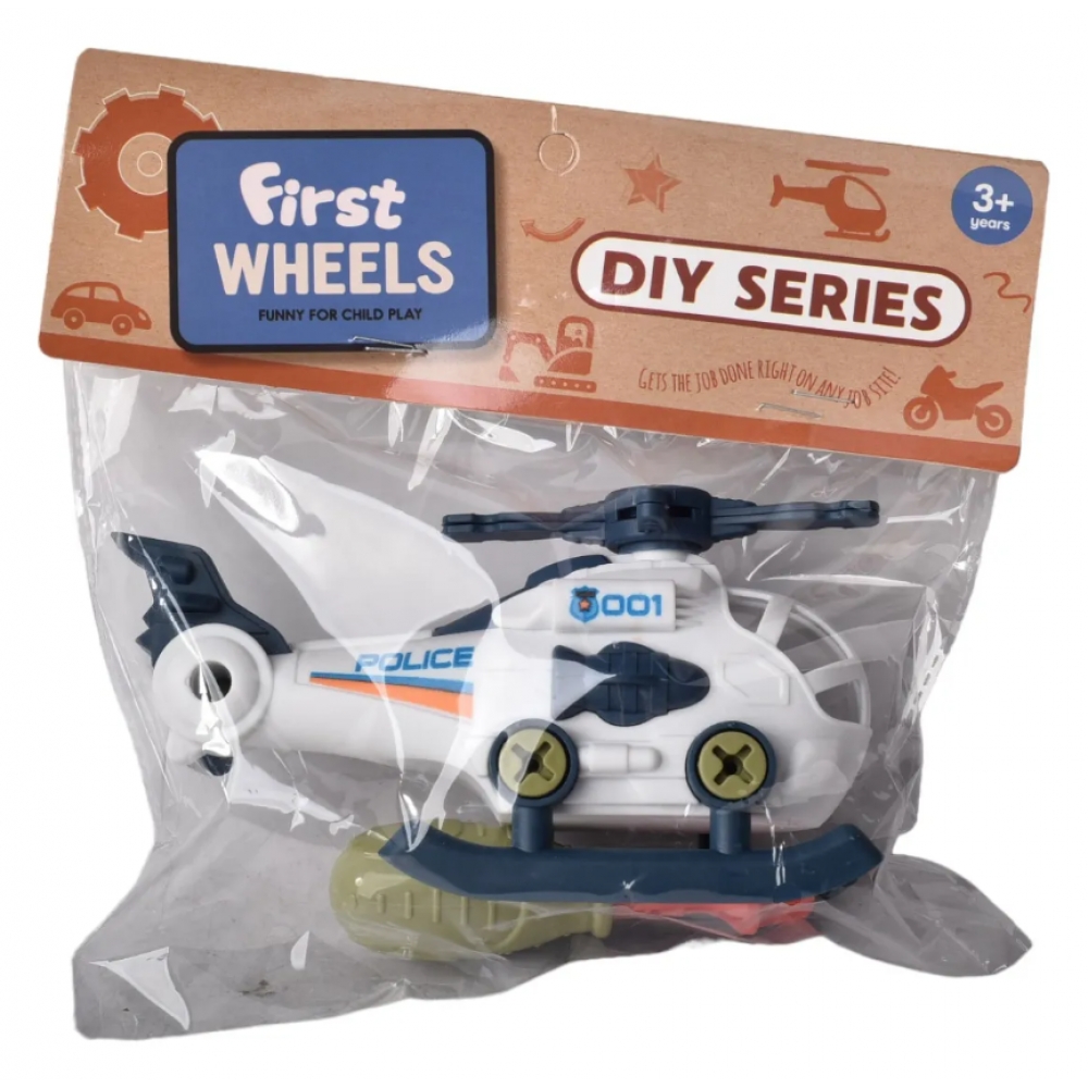 Helicóptero de Polícia Monta e Desmonta DIY - Brinquedo Educativo com Chave