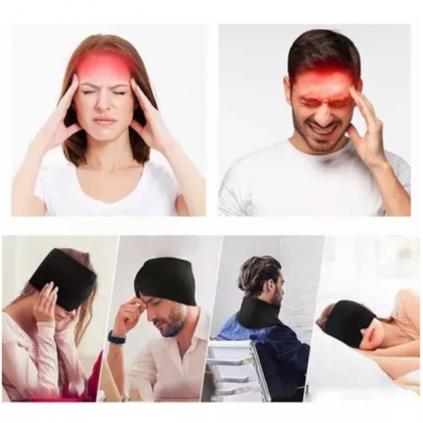 Touca Térmica Terapêutica P/ Alívio Natural Da Dor De Cabeça preta