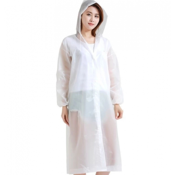 Capa Protetora De Chuva Unissex Reutilizável Resistente Com Capuz P/ Passeio Festas Impermeável