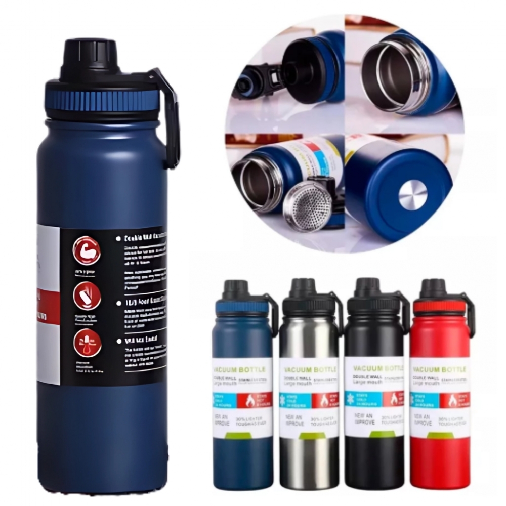 Garrafa Térmica 800ml garrafa espacial Quente Frio Com Isolamento Térmico De Grande Capacidade Azul