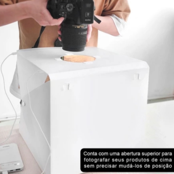 Mini Estúdio Fotográfico com Luz LED USB Portátil Para Foto de Produto Fundo Branco e Preto Incluso - envio imediato