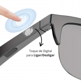 Fone De Ouvido Inteligente Bluetooth Óculos De Sol Chamada Esportes Ao Ar Livre Fones Alta Fidelidade Preto Tecnologia