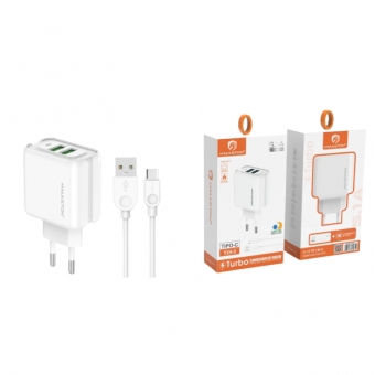 Carregador Turbo de Celular 25W Duplo Entrada Tipo C/ IOS/ V8 Hmaston Y24-1/2/3 Original