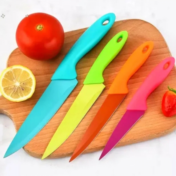 Facas De Cozinha Kit Conjunto Jogo 4 Coloridas Dia A Dia