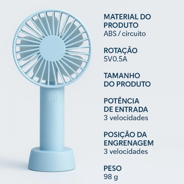 Mini Ventilador De Mão Portátil Recarregável De Mesa Usb