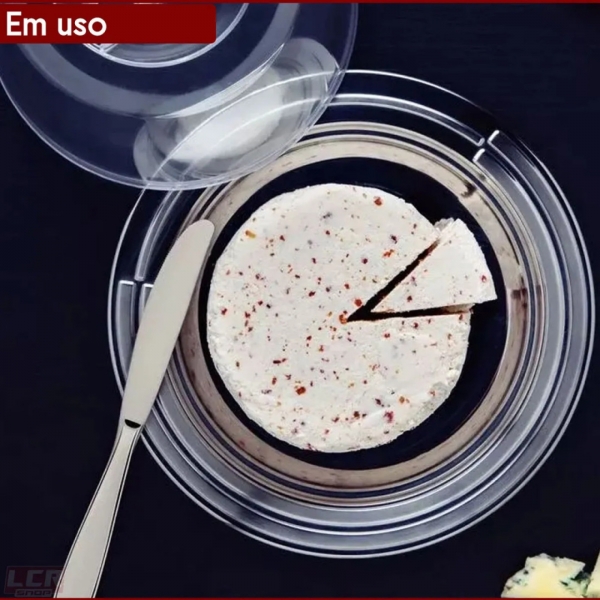 Queijeira Porta Queijo De Inox Prato Bolo Grande