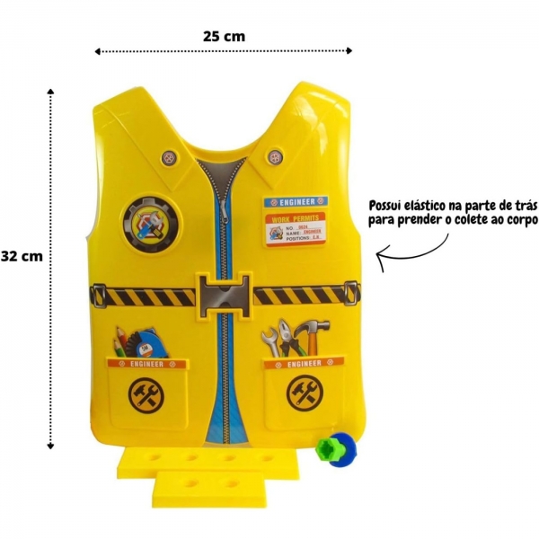 Brinquedo Kit Construtor Com Colete Infantil Com 11 Peças