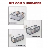 Kit 3 Organizadores De Gaveta Dobrável Sutiã Cuecas Calcinha