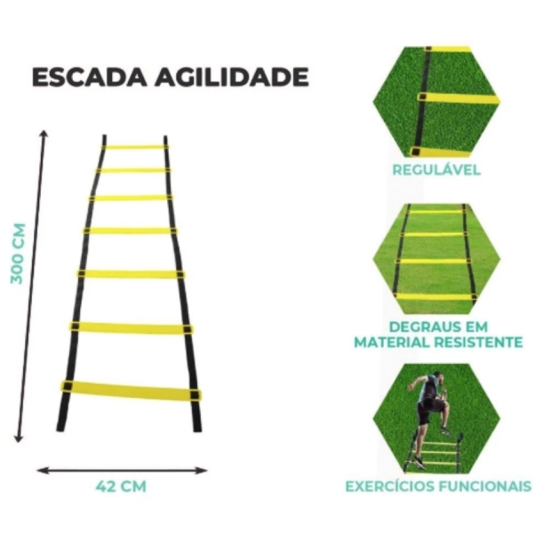 Escada Agilidade Treinamento Funcional 7 Degraus Treino Academia Futebol Futsal