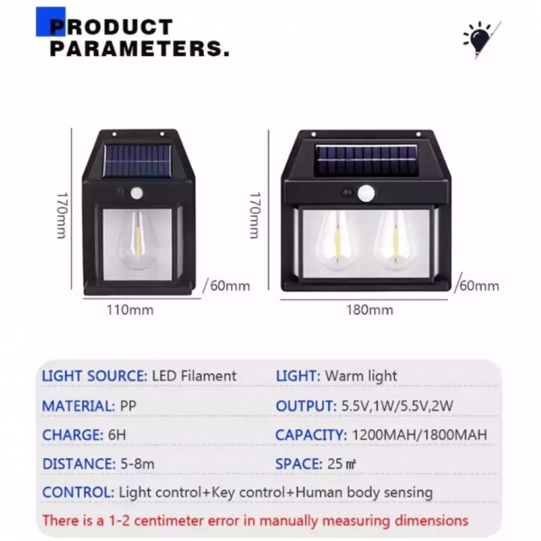 Luminaria Solar Com Movimento Sensor Luz De Parede Lâmpada LED